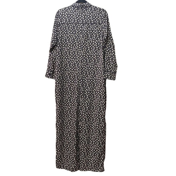 Something Navy Floral Satin Wide Leg Jumpsuit Medium - Picture 3 of 6